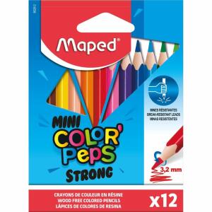 Maped 862812 - ergonomische Drei-Kant-Buntstifte, Farbstifte COLORPEPS STRONG MINI - besonders stabile Mine 3,2 mm - 12x Stifte