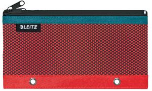 LEITZ ACCO Schlamper Etui 21x9cm Urban Chic rot mit 2 Fächern 1 blickdichtes Fach 1 Netzfach außen abwaschbar mit geöster 8cmLochung für Ordner Material: Nylon 025mm