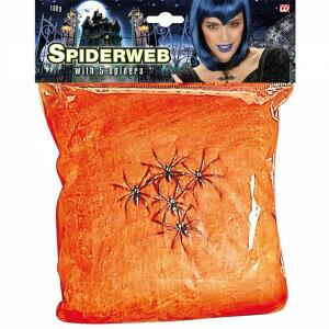 WIDMANN S.R.L.  Orangenes Spinnennetz  100g mit 5 Spinnen
