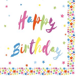 JET PAPIER GMBH Serviette 33x33cm Happy Birthday Stars, ti-flair