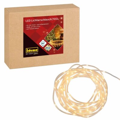 IDENA  Idena LED Lichterschlauch  100er warmweiß 8h Timer, Ø 5mm, geeignet für Innen und Außen, Gesamtlänge 10m,, Zuleitung 5m