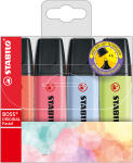 STABILO BOSS ORIGINAL Pastel 4er Etui Korallrot Kirschblütenrosa Wolkenblau Prise von Limette