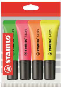 Stabilo Textmarker NEON 4er Pack Eco-Pack 4 ST/4 Farben gel/gr/or/pi