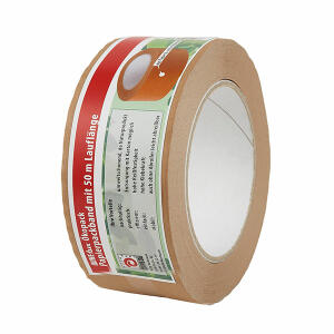 W. HECKMANN  Papierpackband 50mm x 50m  Öko selbstklebend braun, hohe Reißfestigkeit, hohe Klebekraft,, auch ohne Abroller leicht abreißbar, Wihe