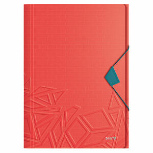 LEITZ ACCO Eckspannermappe A4 PP Urban Chic rot mit 3 Klappen am Unterdeckel Verschluss mit Gummizug in DuoOptik Außenseite mit Musterprägung bis zu 150Blatt Maße: 320x230mm