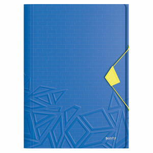 LEITZ ACCO Eckspannermappe A4 PP Urban Chic blau mit 3 Klappen am Unterdeckel Verschluss mit Gummizug in DuoOptik Außenseite mit Musterprägung bis zu 150Blatt Maße: 320x230mm
