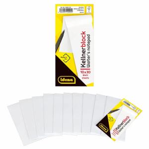 Idena 10499 - 10er Set Kellnerblöcke, 7 x 14,8 cm, je 30 Blatt, blanko