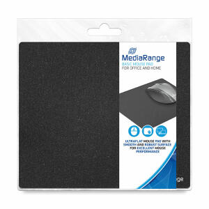 MEDIARANGE  Mousepad  schwarz, robuste Stoffoberfläche für optimierte Gleitfähigkeit,, rutschfeste Unterseite, geeignet für alle Maustypen,, Abmessungen: 210x180x3mm, MediaRange