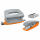 LEITZ ACCO Set Locher und Heftgerät Urban Chic grau orange 3teilig bestehend aus je einem Locher 5058 Heftgerät 5517 und einer Schachtel Heftklammern 5577 in Blisterverpackung