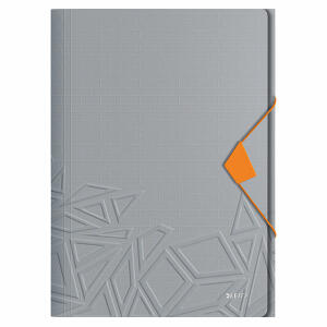 LEITZ ACCO Eckspannermappe A4 PP Urban Chic grau mit 3 Klappen am Unterdeckel Verschluss mit Gummizug in DuoOptik Außenseite mit Musterprägung bis zu 150Blatt Maße: 320x230mm