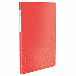 LEITZ ACCO Sichtbuch A4 PP Urban Chic rot 20 Hüllen mit 20 fest eingebundenen Klarsichthüllen bis zu 40Blatt dokumentenecht aufgeklebtes Rückenschild in DuoOptik Außenseite mit Musterprägung Maße: 231x310mm
