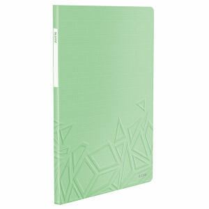 LEITZ ACCO Sichtbuch A4 PP Urban Chic grün 20 Hüllen mit 20 fest eingebundenen Klarsichthüllen bis zu 40Blatt dokumentenecht aufgeklebtes Rückenschild in DuoOptik Außenseite mit Musterprägung Maße: 231x310mm