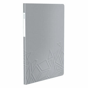 LEITZ ACCO Sichtbuch A4 PP Urban Chic grau 20 Hüllen mit 20 fest eingebundenen Klarsichthüllen bis zu 40Blatt dokumentenecht aufgeklebtes Rückenschild in DuoOptik Außenseite mit Musterprägung Maße: 231x310mm
