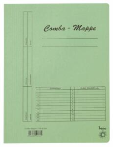 Combamappe A4, 250g, grün, mit Heftmechanik und 3 Flügeln