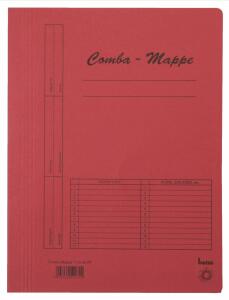 Combamappe A4, 250g, rot, mit Heftmechanik und 3 Flügeln