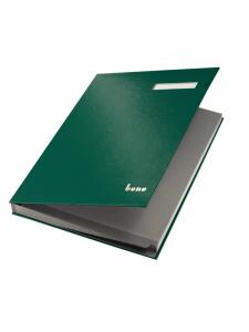 Unterschriftsbuch, 19 Fächer, grün, dehnbarer Rücken,