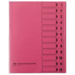 Ordnungsmappe, 12 Fächer, rosa, A4, Mappe - Karton...