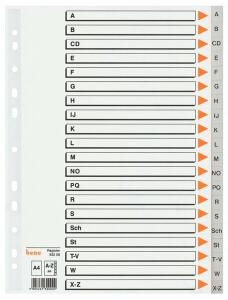 Kunststoffregister, A-Z, 21-tlg., A4, grau, Universal-Lochung,