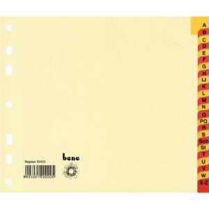 Ordnerregister, A-Z, 24 Blatt, A4 halbe Höhe, chamois, 7er-Lochung,