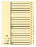Kartonregister, A-Z, 24 Blatt, A4, chamois, Karton 210 g/m2,