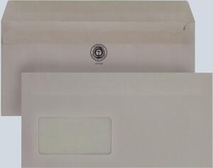 Briefumschlag, DIN Lang, mit Fenster Selbstklebend, Recycling, grau, 75g
