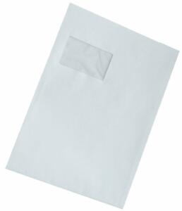 Versandtasche, FSC, C4, Haftklebung, mit Fenster, weiß, 120g, mit grauen