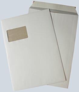 Versandtasche, C4, Papprückwand, mit Fenster, Haftklebung, weiß, 120g