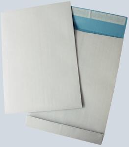 Faltentasche, B4, Haftklebung, weiß/blau, 140g, fadenverstärkt