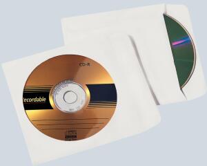 Büroring CD Hülle, Selbstklebend, weiß, 124 x 124mm mit Fenster, 90g