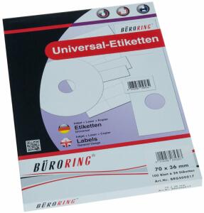 Büroring Etiketten, A4, 70 x 36mm, 2400 Etiketten
