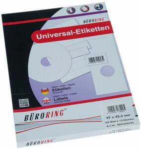 Büroring Etiketten, A4, 97 x 42,3mm, 1200 Etiketten