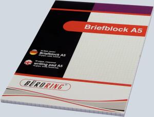 Büroring Briefblock A5/50 Blatt kariert, holzfrei, weiß