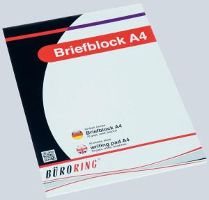 Büroring Briefblock A4/50 Blatt blanko, holzfrei, weiß, 70g/qm