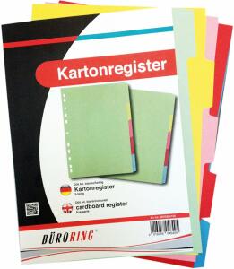 Büroring Karton Register A4 5-tlg. 5-farbig 175g/qm
