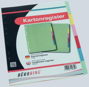 Büroring Karton Register A4 6-tlg. 5-farbig, 175g/qm