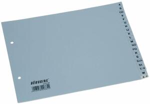 Büroring Register A-Z Sparformat, A4, 20-teilig, PP-Folie, grau,