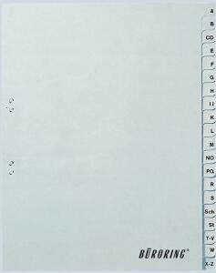 Büroring Register A-Z, Vollformat A4, 20-teilig, PP-Folie, grau