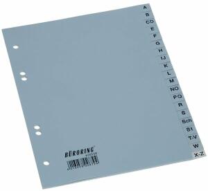 Büroring Register A-Z, A5, hoch, 20-teilig, PP-Folie, grau, 125 my