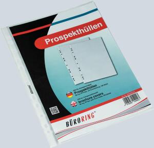 Büroring Prospekthülle, A4, 80my, PP-Folie, glasklar, oben+links offen