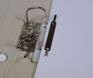 Heftstreifen kurz Kunstst. grau mit Metalldeckleiste