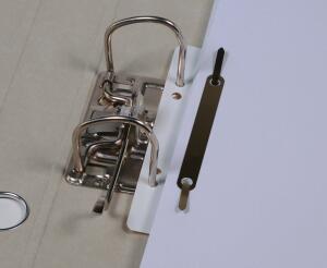 Heftstreifen kurz Kunstst. weiß mit Metalldeckleiste