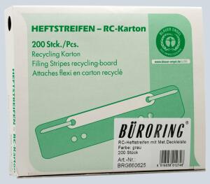 Heftstreifen kurz RC-Recycling mit Metalldeckleiste, grau