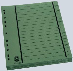 Büroring Trennblätter A4 grün vollfarbig, schwarzer Orgadruck