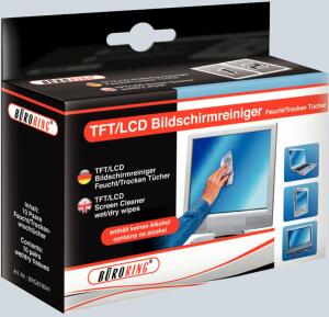 Büroring Bildschirm Reinigungstücher 10 Pckg.mit je 1Nass-/1Trockentuch