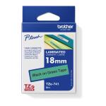 Schriftband  18mm 8m grün/schwarz BROTHER TZE741