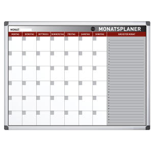 Monatsplaner 90 x 60 cm mit Aluminiumrahmen, magnetisch,