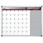 Monatsplaner 90 x 60 cm mit Aluminiumrahmen, magnetisch,