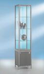 Staufachvitrine schmal Dekor Silber mit vollverglastem...