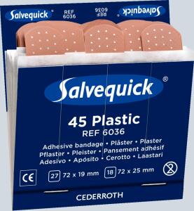 Salvequick Pflaster-Strips - 6x 45 Stück, wasserabweisend Plastic