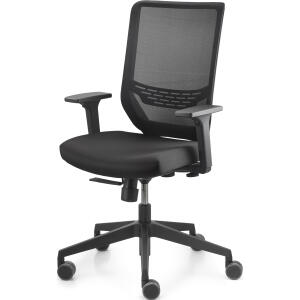 Bürodrehstuhl mit Armlehnen, Netz-Rückenlehne, 57cm